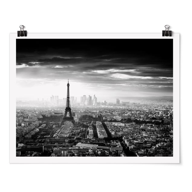 Poster - The Eiffel Tower From Above Black And White