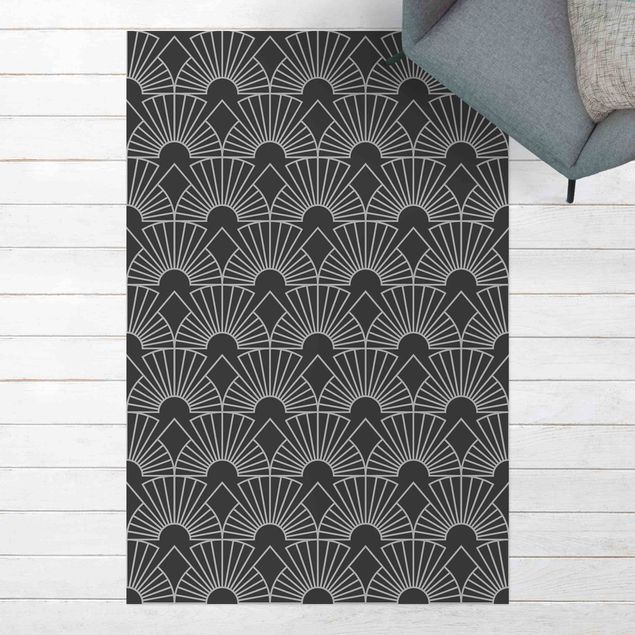 balcony mat Art Deco Radial Arches Line Pattern