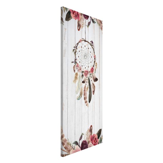 Magnetic memo board - Dream Catcher Feathers Wood Look White