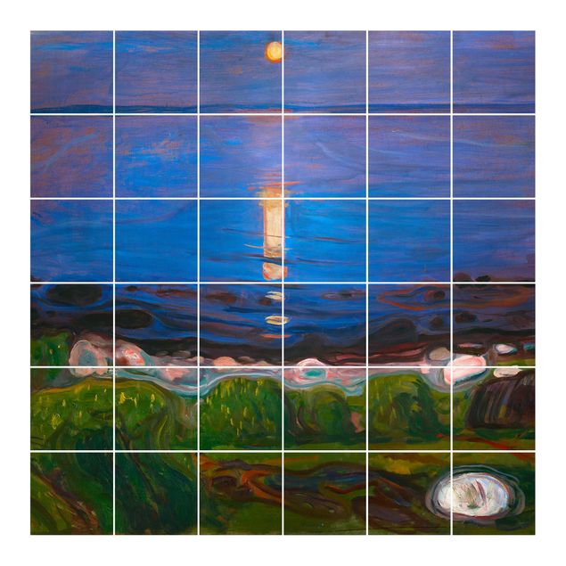 Tile sticker with image - Edvard Munch - Summer Night By The Beach