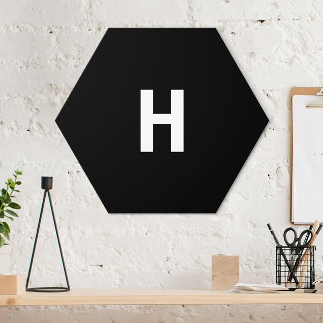 Alu-Dibond hexagon - Letter Black H
