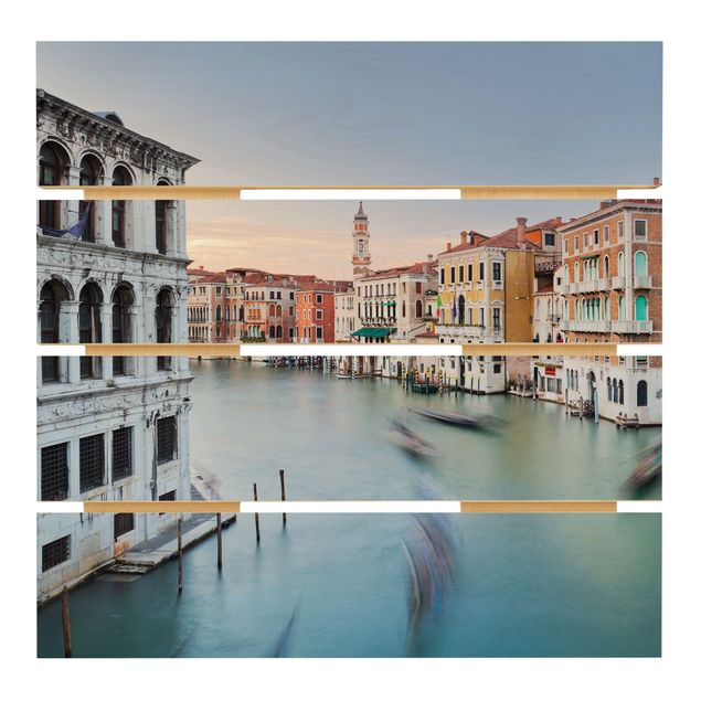 Print on wood - Grand Canal View From The Rialto Bridge Venice