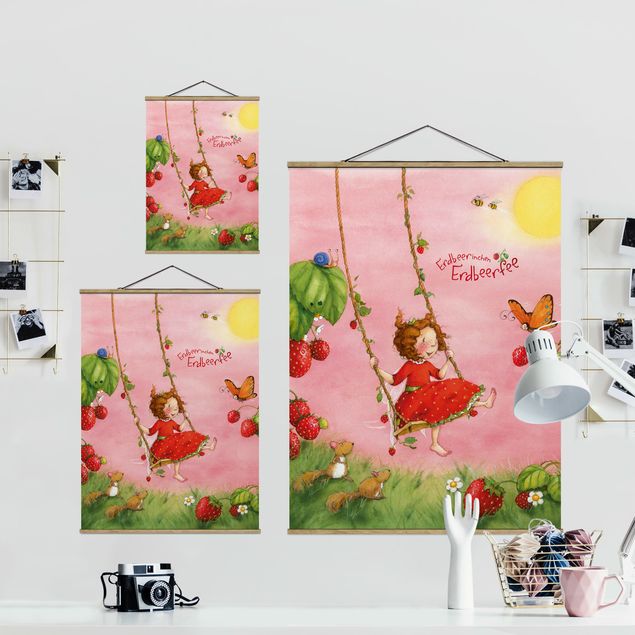 Fabric print with poster hangers - Little Strawberry Strawberry Fairy - Tree Swing