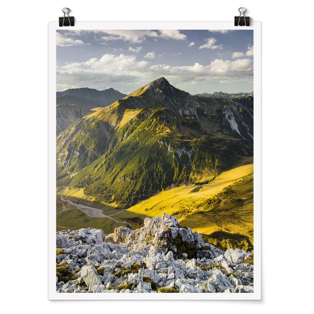 Poster - Berge und Tal der Lechtaler Alpen in Tirol - Hochformat 3:4