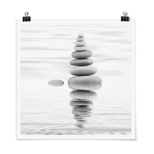 Poster - Stone Tower In Water Black And White