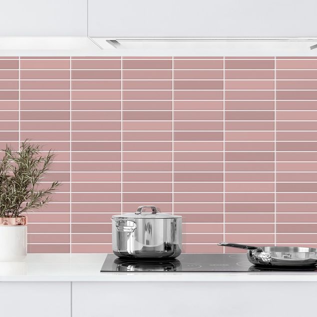 Kitchen splashback plain Metro Tiles - Antique Pink
