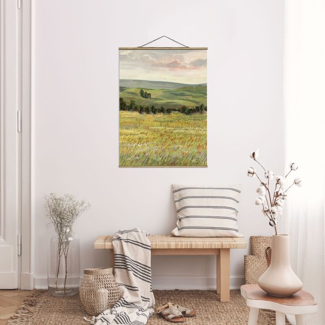 Fabric print with poster hangers - Meadow Morning II