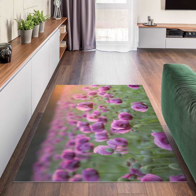 modern area rugs Purple Poppy Flower Meadow In Spring