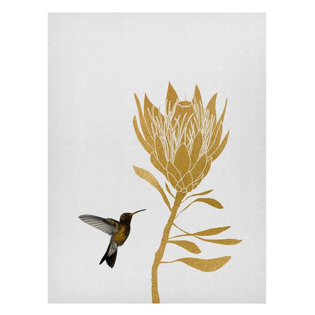 Magnetic memo board - Hummingbird And Tropical Golden Blossom