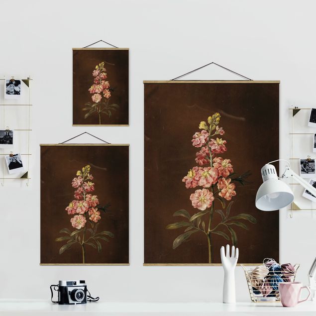 Fabric print with poster hangers - Barbara Regina Dietzsch - A Light Pink Gillyflower