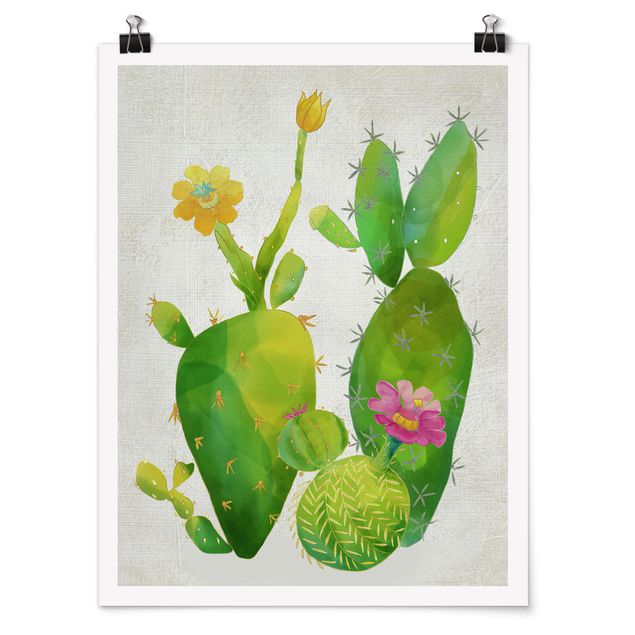Poster flowers - Cactus Family In Pink And Yellow