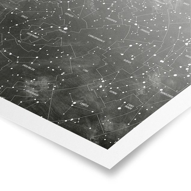 Poster - Map Of Constellations Blackboard Look