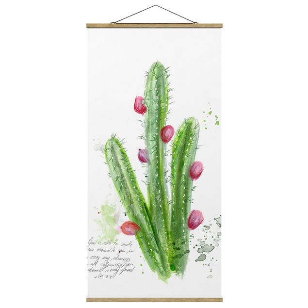 Fabric print with poster hangers - Cactus With Bibel Verse II