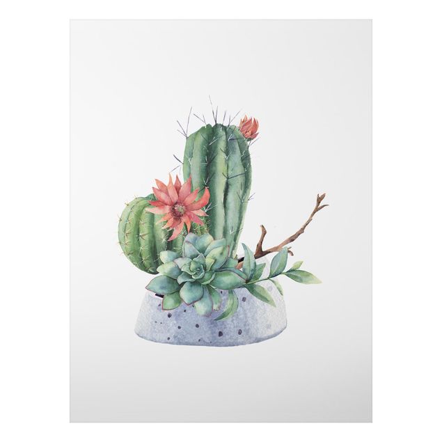 Print on aluminium - Watercolour Cacti Illustration