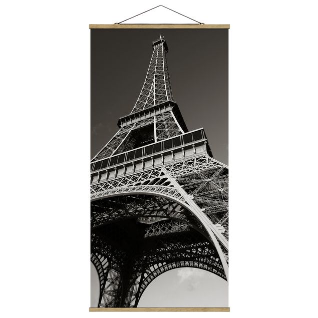 Fabric print with poster hangers - Eiffel tower