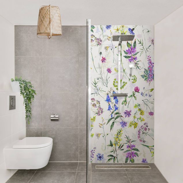 Shower panels Watercolour Wild Flowers