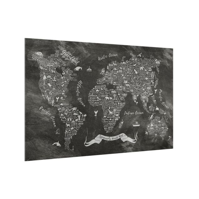 Splashback - Chalk Typography World Map