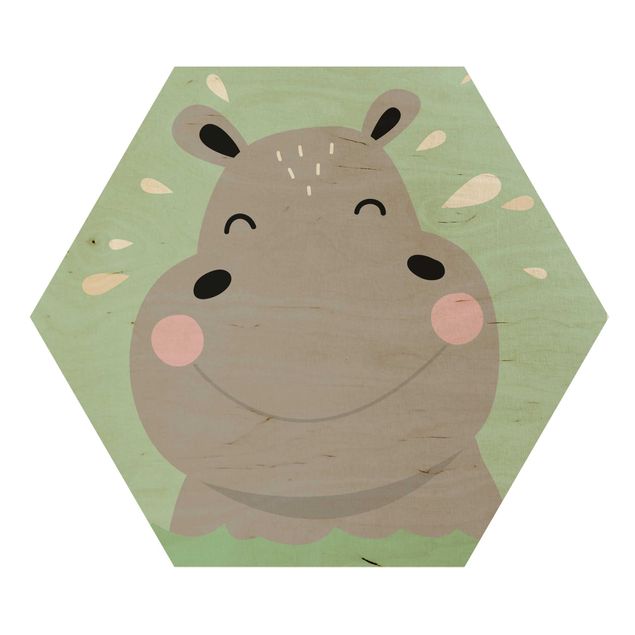 Wooden hexagon - The Happiest Hippo