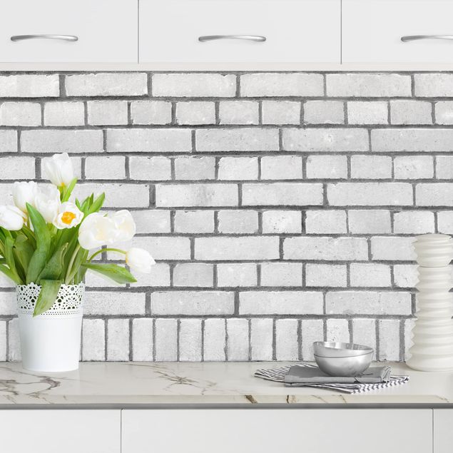 Kitchen splashback patterns Brick Wall White