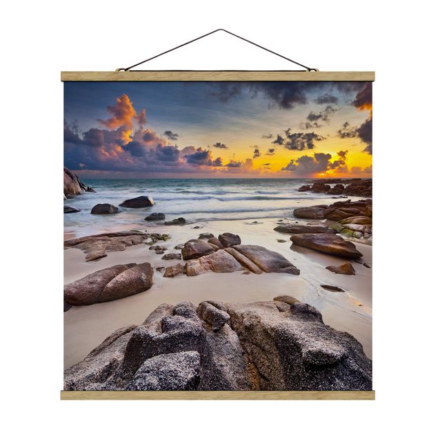 Fabric print with poster hangers - Sunrise Beach In Thailand