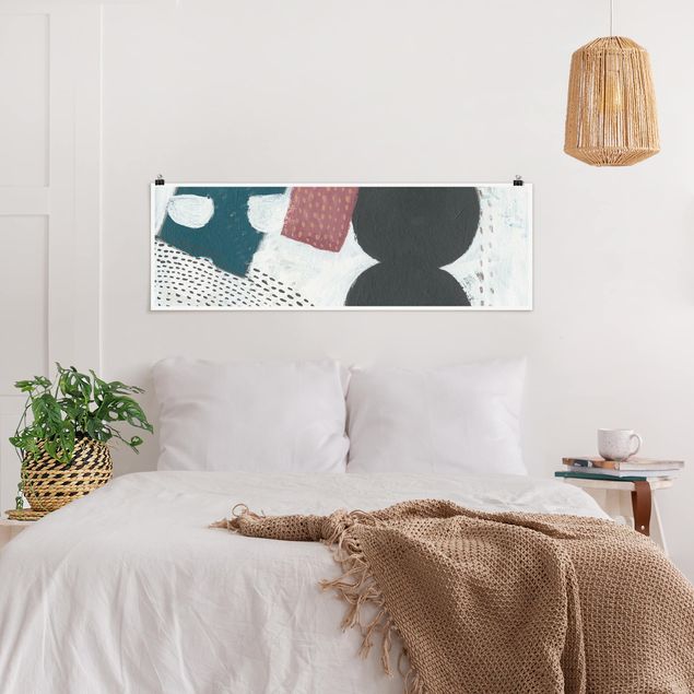 Panoramic poster abstract - Carnival Of Forms In Teal I