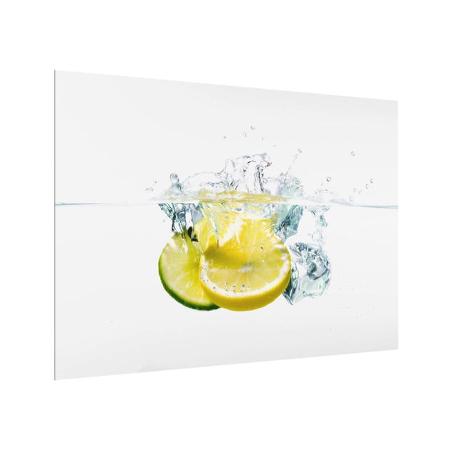 Glass Splashback - Lemon And Lime In Water - Landscape 3:4
