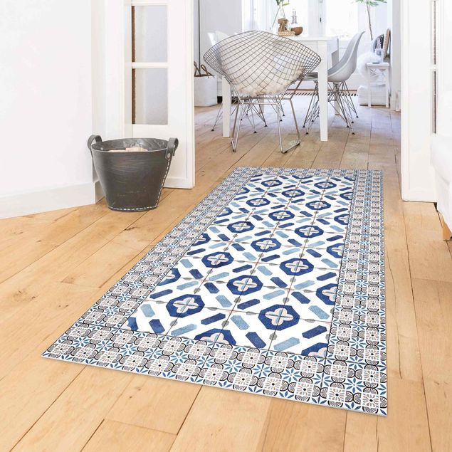 outdoor patio rugs Moroccan Tiles Flower Window With Tile Frame