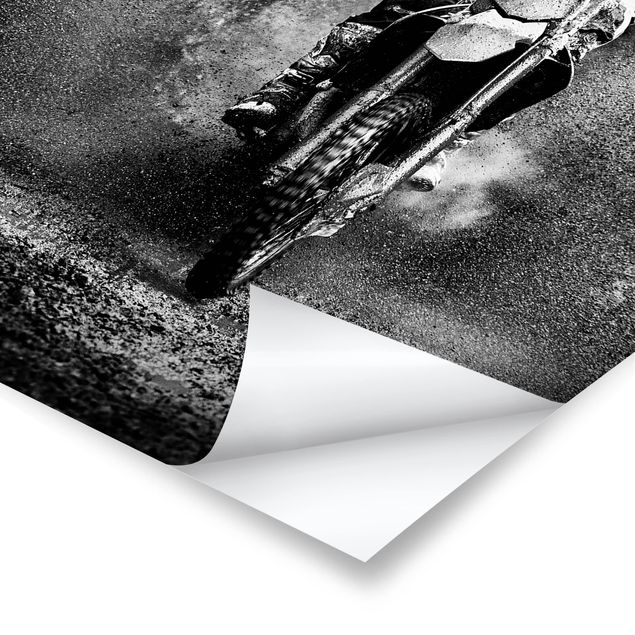 Poster black and white - Motocross In The Mud