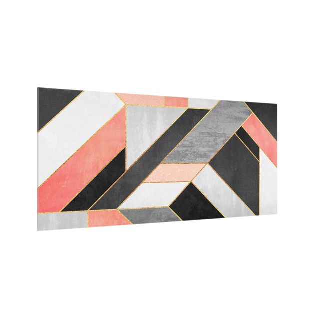 Glass splashback abstract Geometry Pink And Gold