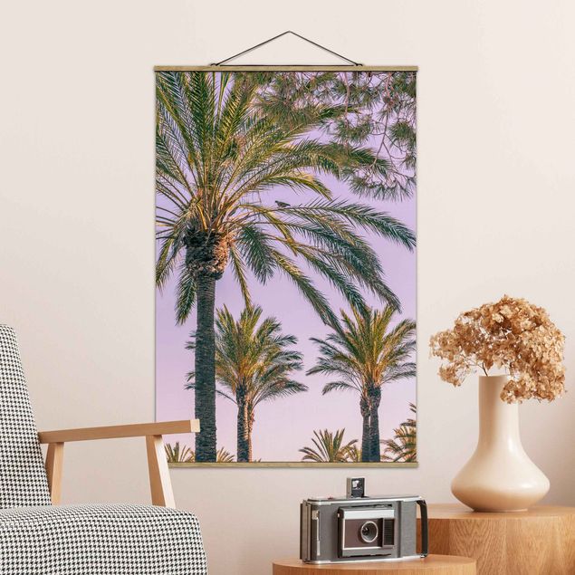 Fabric print with poster hangers - Palm Trees At Sunset