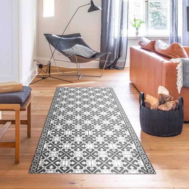 outdoor mat Geometrical Tile Mix Hearts Grey