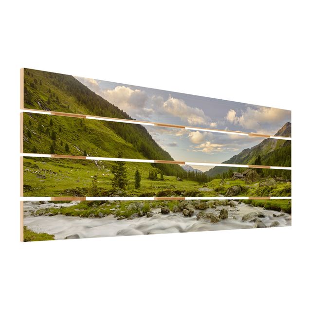 Print on wood - Alpine meadow Tirol