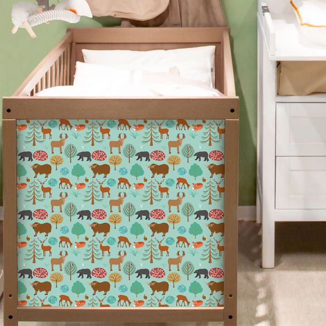 Adhesive film for furniture - Modern Children Pattern With Forest Animals