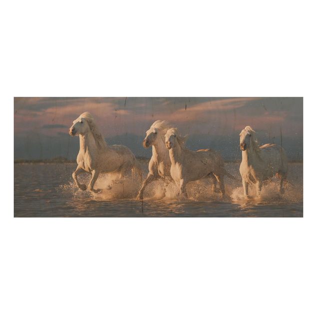 Wood print - Wild Horses In Kamargue