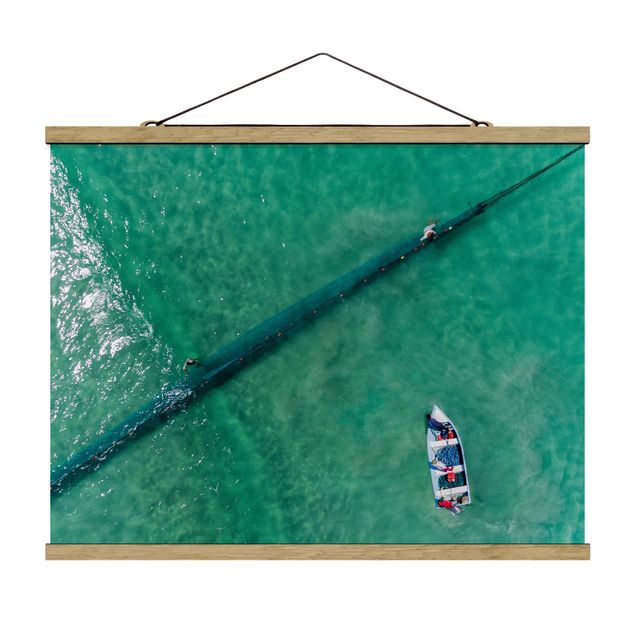 Fabric print with poster hangers - Aerial View - Fishermen