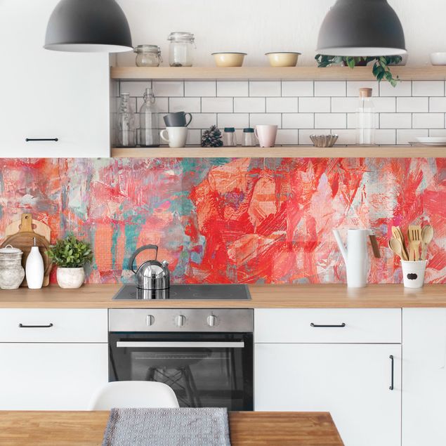 Kitchen wall cladding - Red Fire Dance
