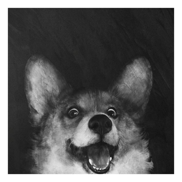Print on forex - Illustration Dog Corgi Paintig Black And White