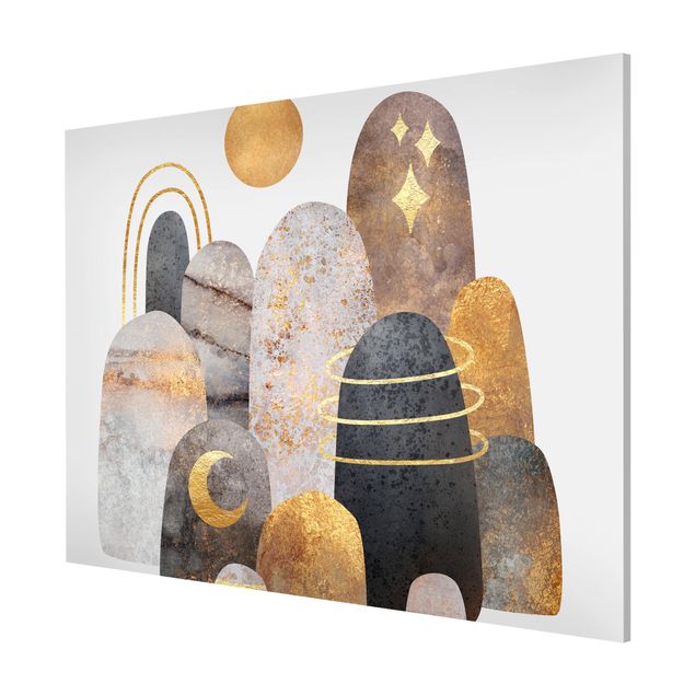 Magnetic memo board - Golden Mountain With Moon