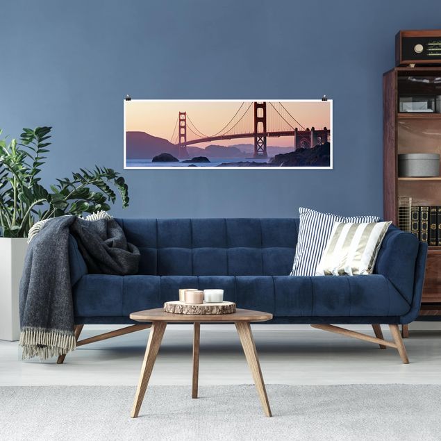 Panoramic poster architecture & skyline - San Francisco Romance