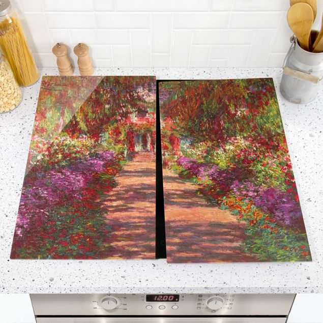 Glass stove top cover - Claude Monet - Pathway In Monet's Garden At Giverny