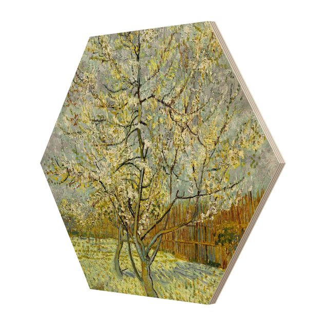 Wooden hexagon - Vincent van Gogh - Flowering Peach Tree