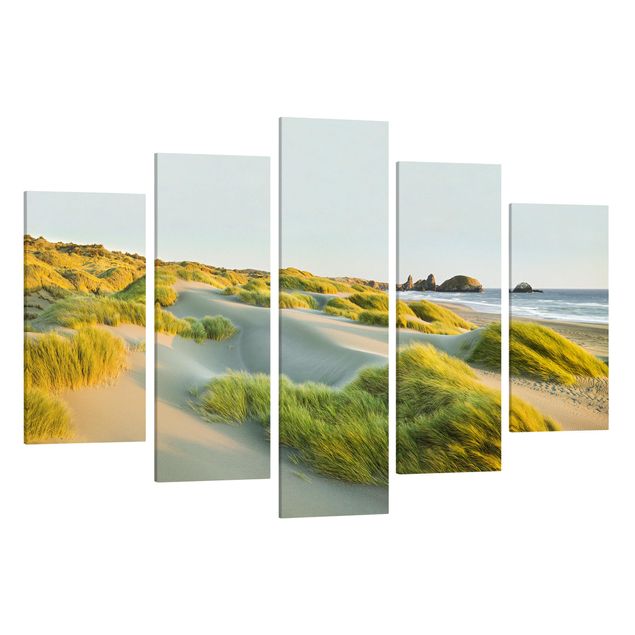 Print on canvas 5 parts - Dunes And Grasses At The Sea