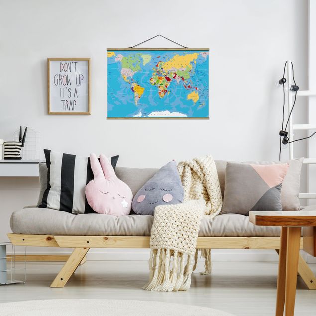 Fabric print with poster hangers - The World's Countries