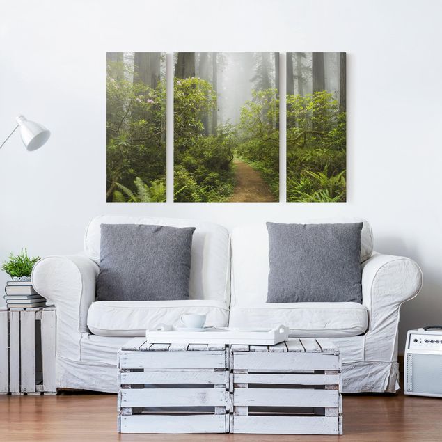 Print on canvas 3 parts - Misty Forest Path