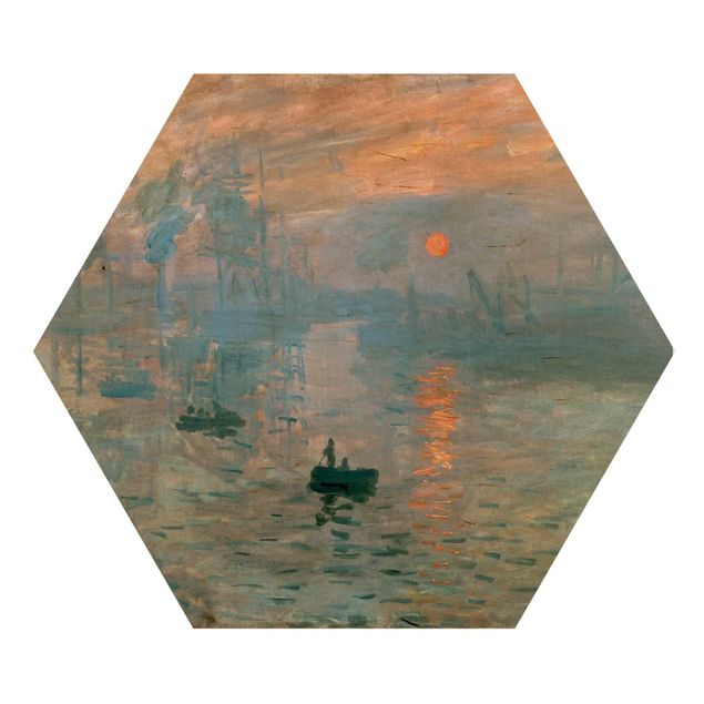 Wooden hexagon - Claude Monet - Impression (Sunrise)