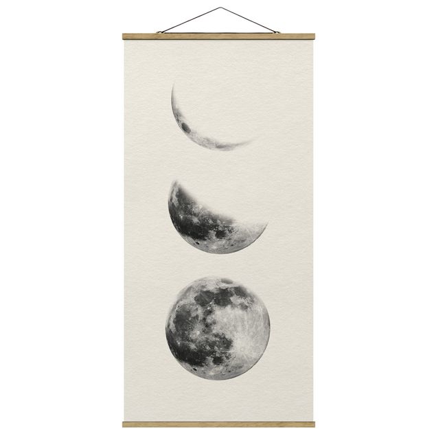 Fabric print with poster hangers - Three Moons