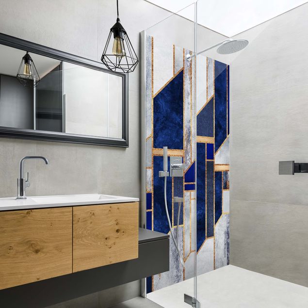 Shower wall cladding - Geometric Shapes With Gold