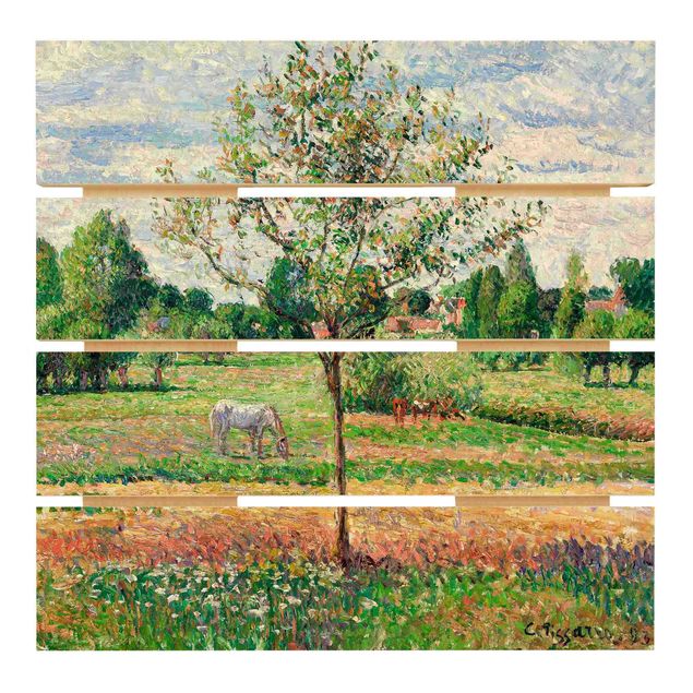 Print on wood - Camille Pissarro - Meadow with Grey Horse, Eragny