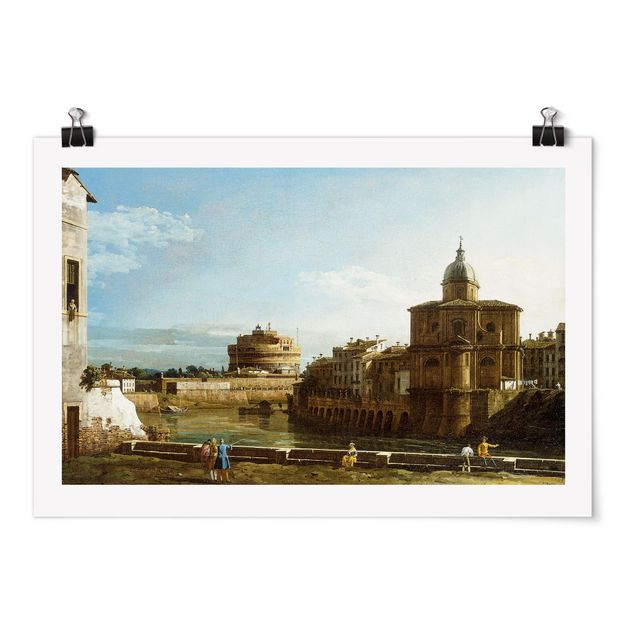 Poster - Bernardo Bellotto - View of Rome on the Banks of the Tiber