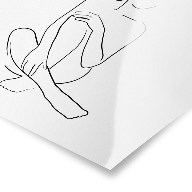 Poster - Line Art Woman Sitting Black And White